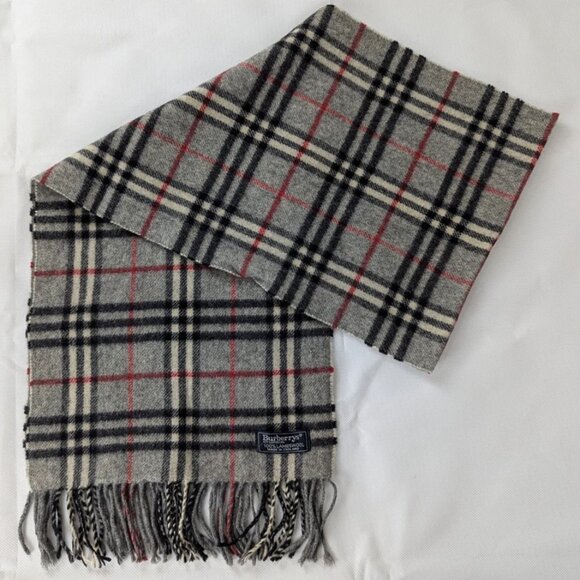 Authentic Burberry Check Scarf Gray Unisex Lambswool – Pre-Owned – Luxury Gift. - Picture 1 of 6